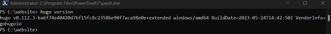 Hugo Version from PowerShell